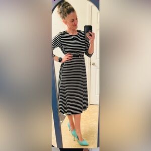 Dainty Jewells Black and White Striped Dress